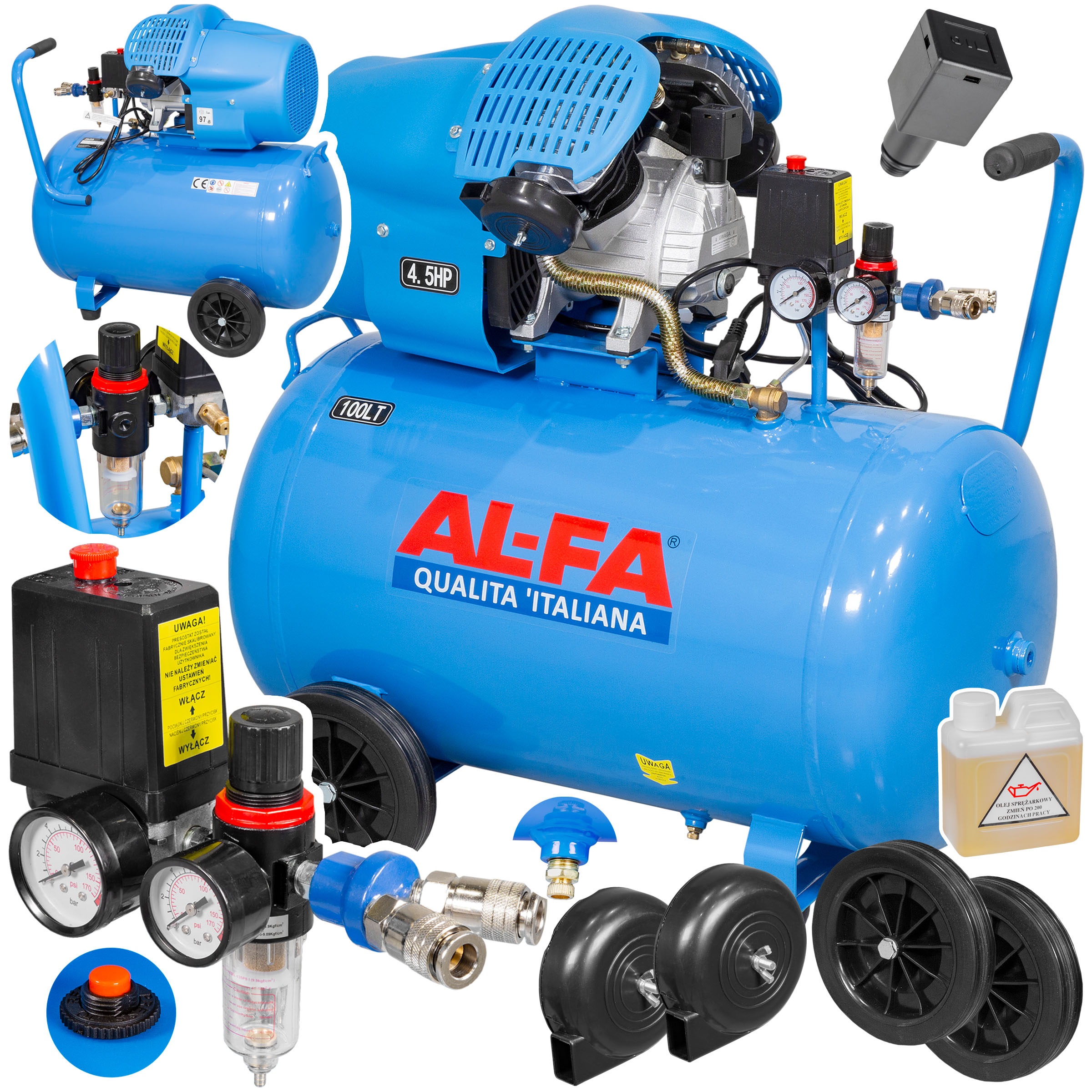 Al-Fa ASC100V olejový kompresor 100 l 8 bar